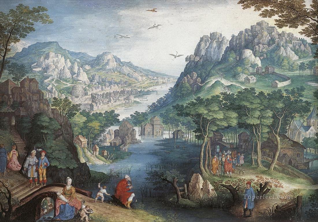 Mountain Landscape with River Valley and the Prophet Hosea Oil Paintings